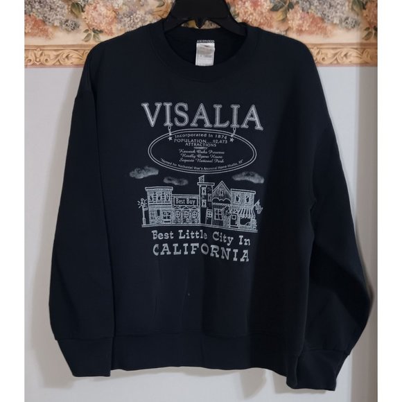 Fruit of the Loom Black Large Fleece USA Vintage Viscalia California Sweatshirt - Picture 1 of 5